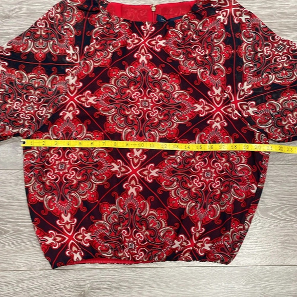 NWT Tommy Hilfiger Long Sleeve Blouse Sky Captain Multi Red Navy XS - Picture 10 of 16